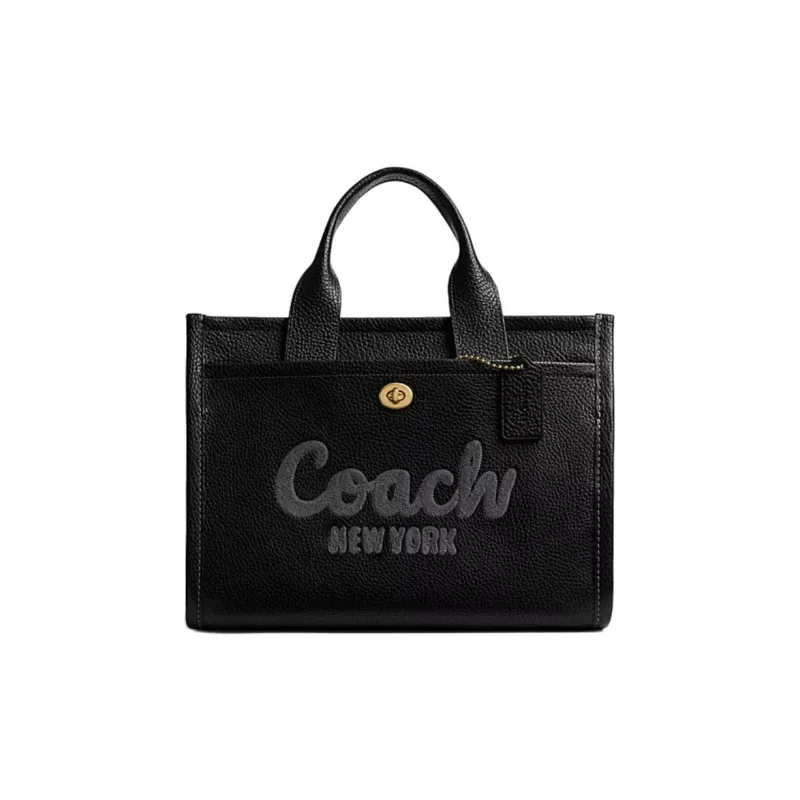 COACH Cargo Leather Tote Bag Shopping Bag Handbag Large Size Women's Black-0