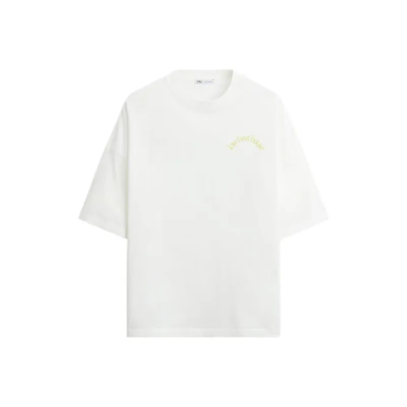 ZARA Drop Shoulder Sleeve T-Shirt Men's White-0