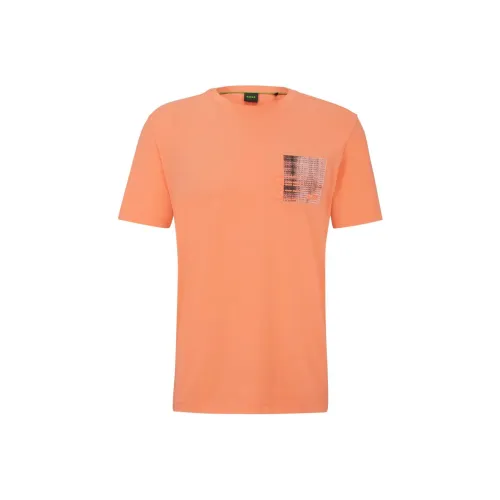 HUGO BOSS Regular Fit T Shirt With Seasonal Artwork T Shirt Men's Orange