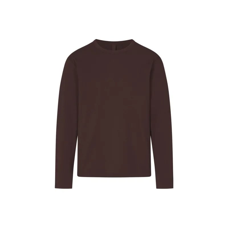 SKIMS JERSEY LOUNGE MENS LONG SLEEVE T-SHIRT T-Shirt Men's ESPRESSO/Dark Coffee Color-0