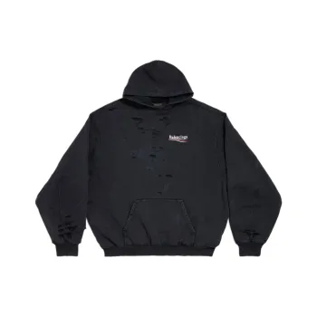 Balenciaga Logo Printed Distressed Hoodie