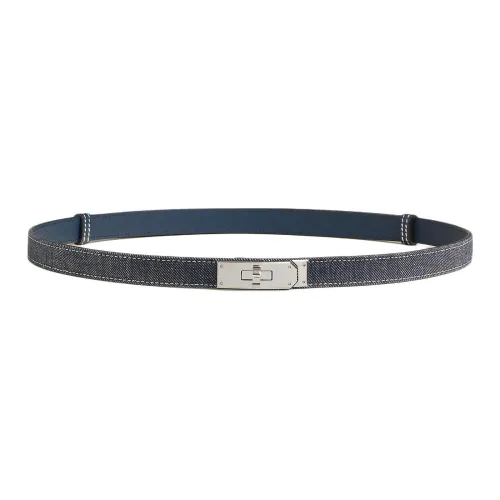 HERMES Jeans/Epson Belt Women's Blue Width 1.8CM