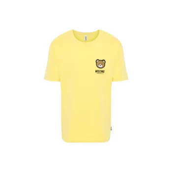 MOSCHINO Drop Shoulder Sleeve T Shirt Men's Bright Yellow