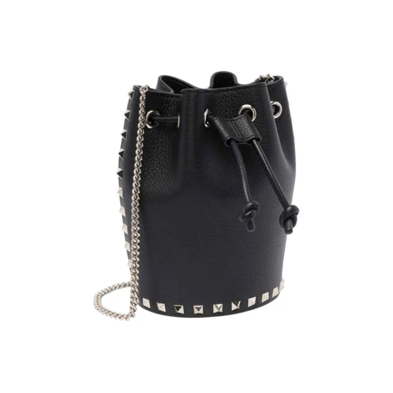 Valentino Cow Leather Bucket Bag, Shoulder Bag Mini Women's Black-1