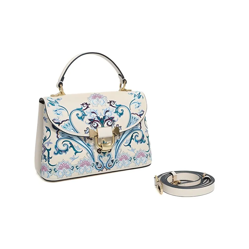 Forever Lucky Cow Leather One Shoulder Handbags Women's Moon White Amber-1