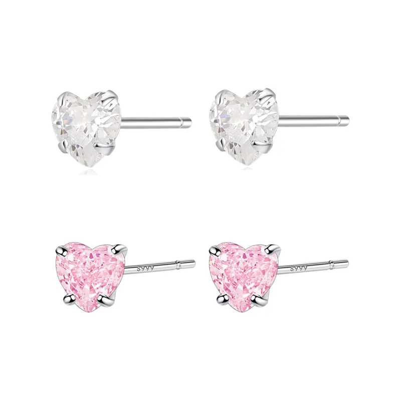 Lady Go Silver Stud Earrings Women's-4