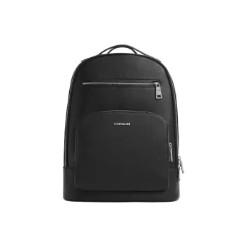 COACH ETHAN Refined Pebble Pattern Leather Backpack Tubas Men's Black