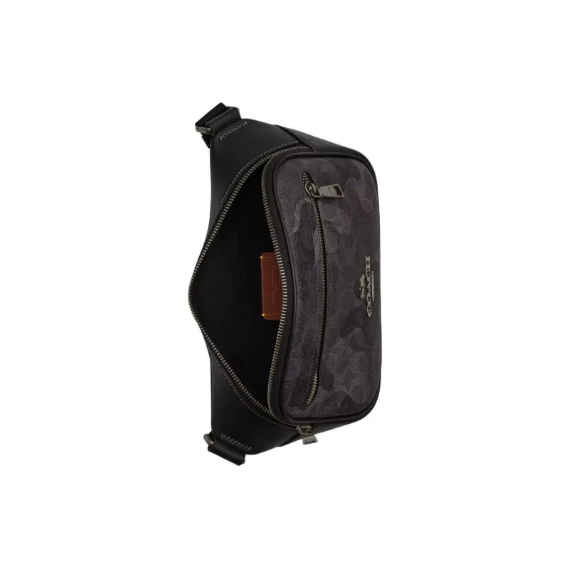COACH Elias Signature Coated Canvas Crossbody Fanny Pack Tubas Unisex Black Gray-2