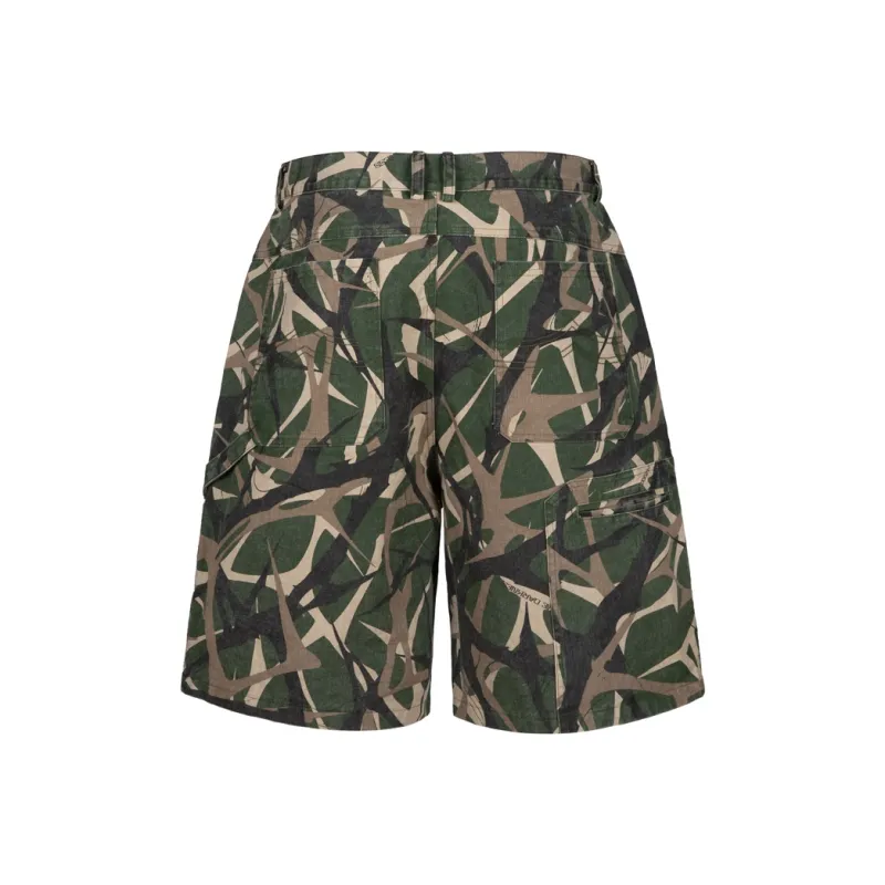 ORANGE DRAGON 2025 Summer Cargo Shorts Unisex Green Camouflage-1