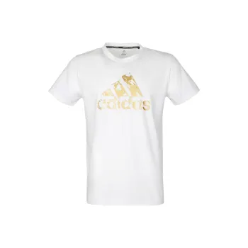 Adidas T Shirt Unisex White Gold