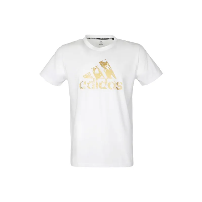 Adidas T Shirt Unisex White Gold-0