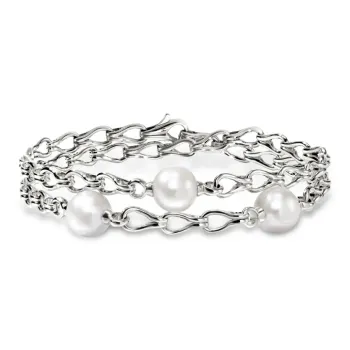 John Hardy Sterling Silver Surf Wrap Pearl Bracelet