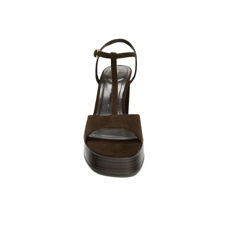 ZARA One Strap Sandals 12cm Women's Brown-2