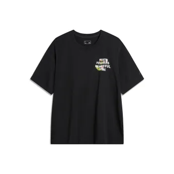 LiNing Drop Shoulder Sleeve T Shirt Unisex Black