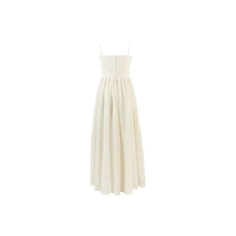 ACAINES Slip Dresses Women's Lace Apricot-1