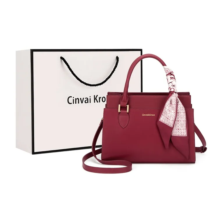 Simvay Clos Cow Leather With Synthetic Leather Crossbody Bag Handbag Tote Mom Bag Medium Size Women's Burgundy/Ecru-0