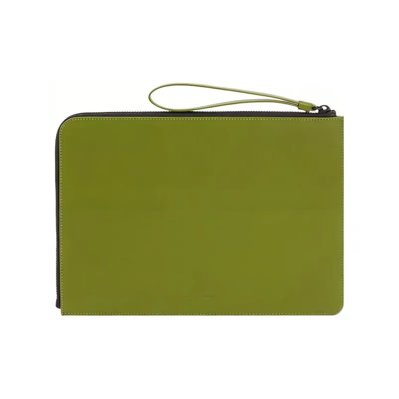 KENZO Cow Leather Wallets Clutches Large Size Unisex Green-1
