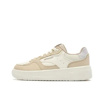 QIAODAN Non slip Lightweight Low Top Skateboard Shoes Women's White Yellow