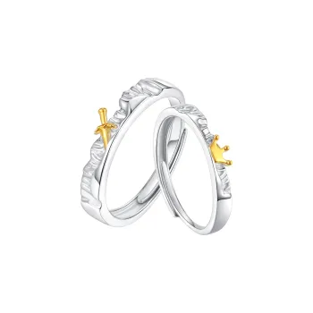 WINY 925 Sterling Silver Rings Unisex Silver Yellow Gradient