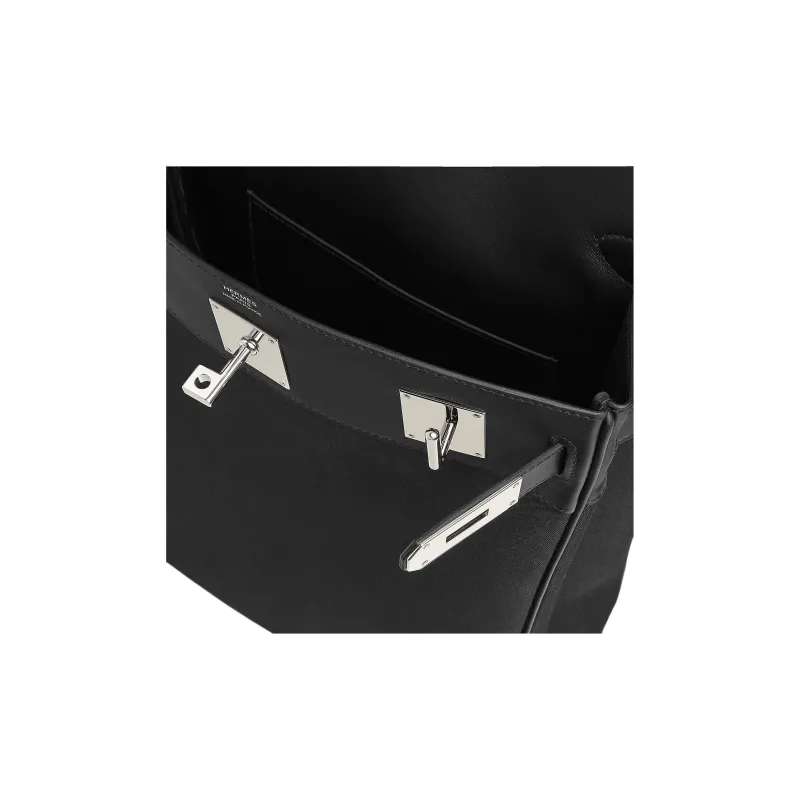 HERMES Hac A Dos Woolycot Canvas With Swift Calfskin Sling Bag Regular Men's Black-3