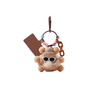 CinvaiKrose Rex Rabbit Fur Plush Keychain Charm Small Doll Bag Accessory Women's Multicolor