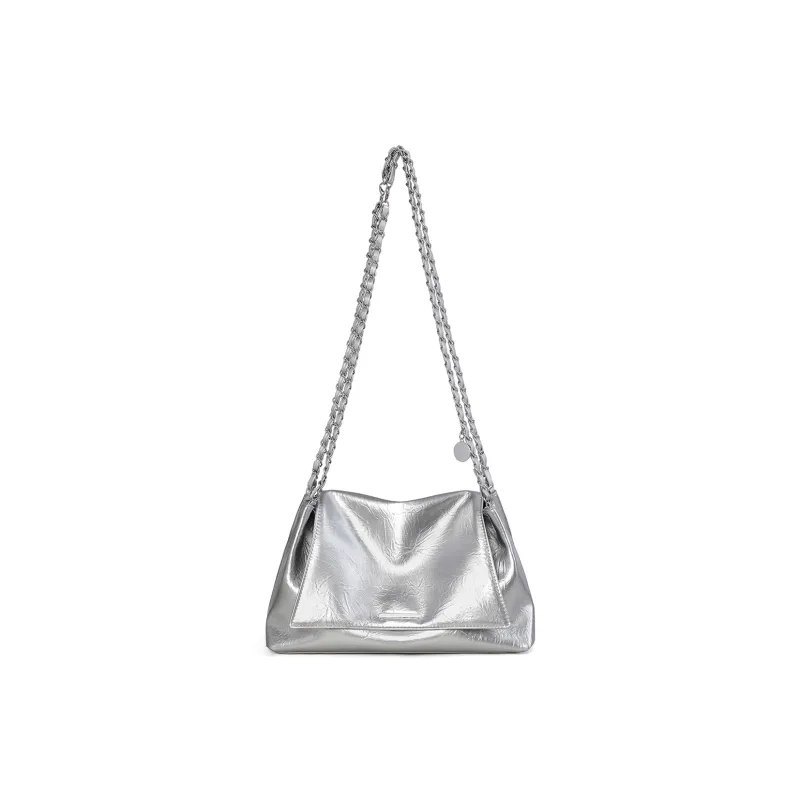 PT'SON Synthetic Leather Shoulder Bag Women's Silver/White-4