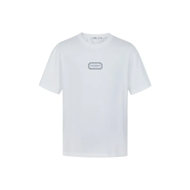 FERRE Logo Solid Color Letter 3D Effect Embroidery Crew Neck Short-Sleeved T-Shirt Men's-0