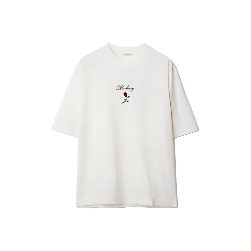 Burberry Rose Flocked Cotton T shirt-0