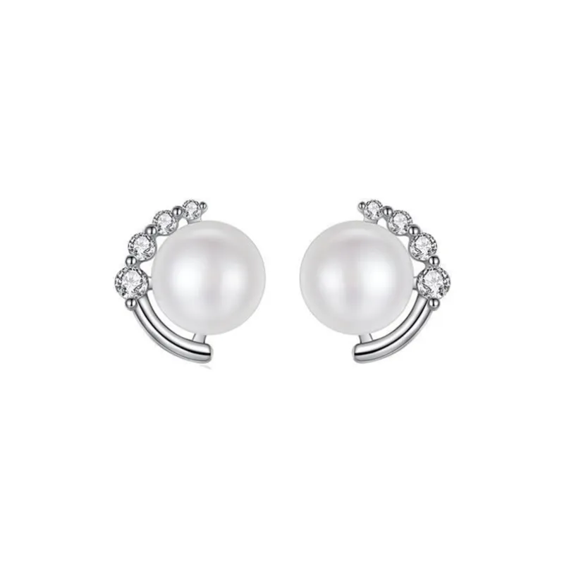 ZHOUBAIFU Pearl Stud Earrings Unisex-0