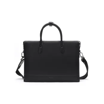 ELLE HOMME Cow Leather Briefcase Regular Men's Black