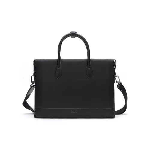 ELLE HOMME Cow Leather Briefcase Regular Men's Black