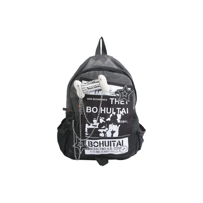 Parker Bear Fabric Backpack Unisex Black/Blue-0