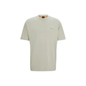 HUGO BOSS Relaxed-Fit T-Shirt In Pure Cotton With Embroidered Logo T-Shirt Men's Light Beige