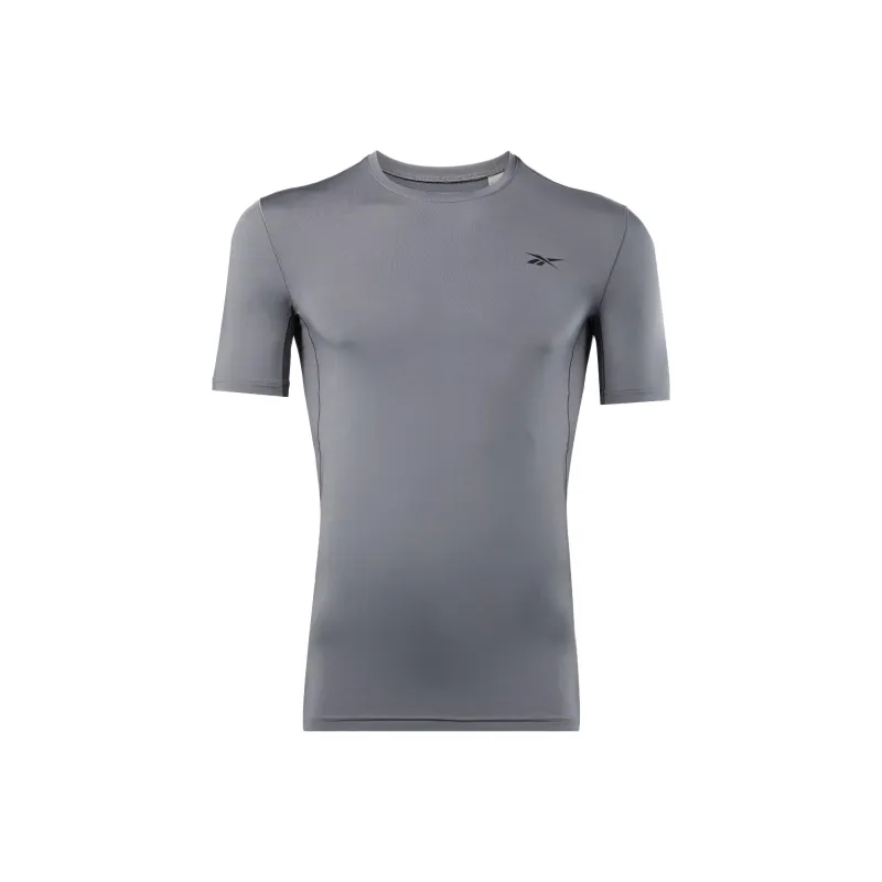 Reebok Logo-Detail Compression T-Shirt Men's Cool Gray-0