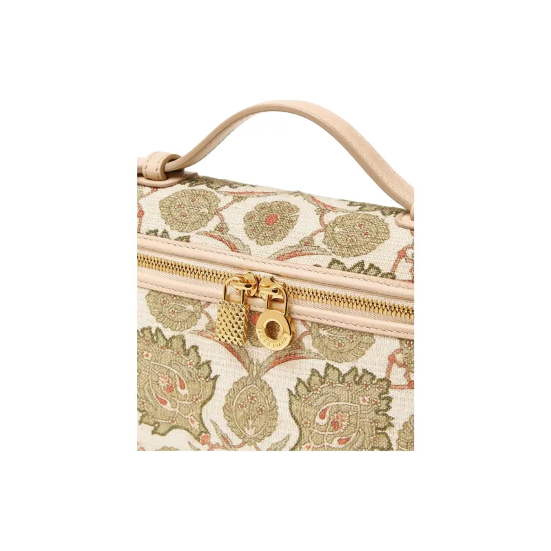 Loro Piana ExtraPocket Silk With Cow Leather One Shoulder Handbags Women's Sunset Glow & Green Fluorite & Sun Gold-3