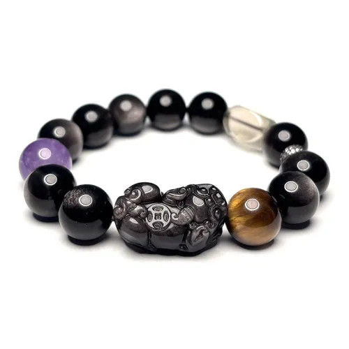 MOUNTAINS AND MANS Obsidian New Chinese Style Luxury Good Luck Beaded Bracelet Men's