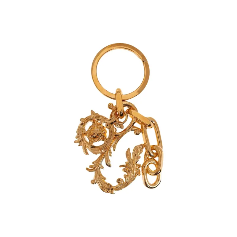 VERSACE Logo Engraved Charm Keychain-1