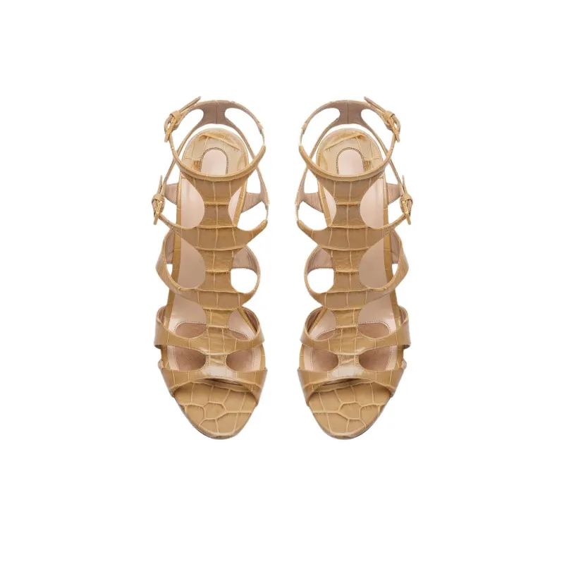 TF Paradis Cage Roman Sandals 10.5cm Women's Brown-4