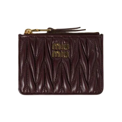 MIU MIU Sheepskin Card Holder Women's Brown