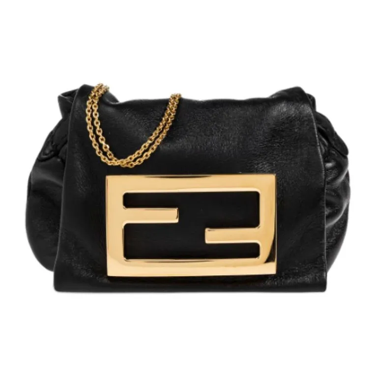 FENDI Lambskin Shoulder Bag Mini Women's Black-0
