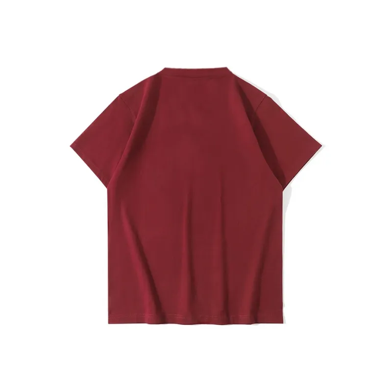 ZHONGBANGJICHU Drop Shoulder Sleeve T Shirt Unisex Burgundy-1