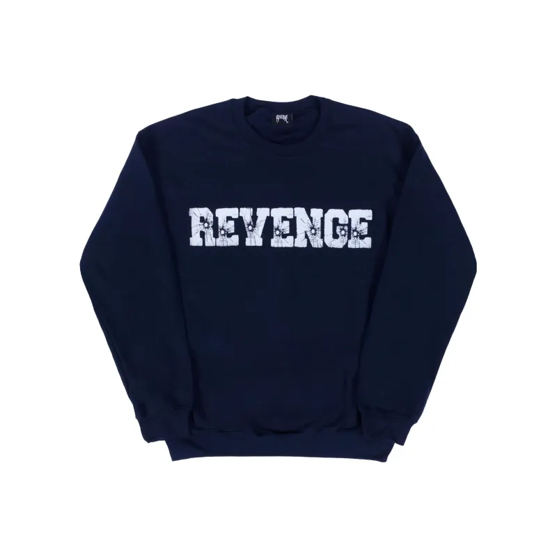 Revenge BULLET HOLE CREWNECK NAVY T-Shirt Unisex Marine Blue-0