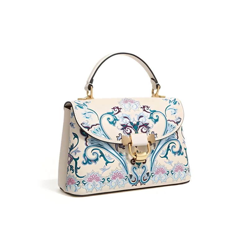 Forever Lucky Cow Leather One Shoulder Handbags Women's Moon White Amber-0