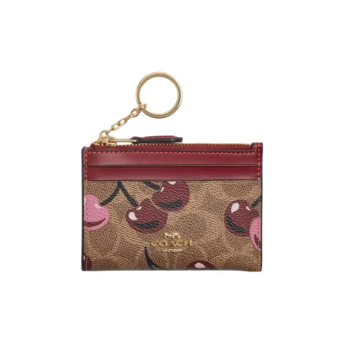 COACH Skinny Id Case Coated Canvas Card Holder Mini Women's Tan Multicolor
