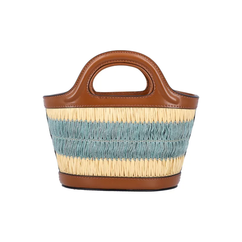 MARNI Cotton Blend With Viscose Tote Bag, Shopping Bag, Shoulder Bag, Handbag Micro Women's Brown & Multicolor-3