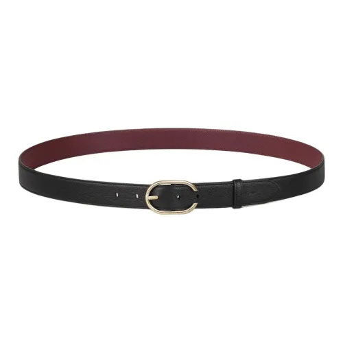 CARTIER Cow Leather Gold Plated Leather Belts Unisex Black 3CM