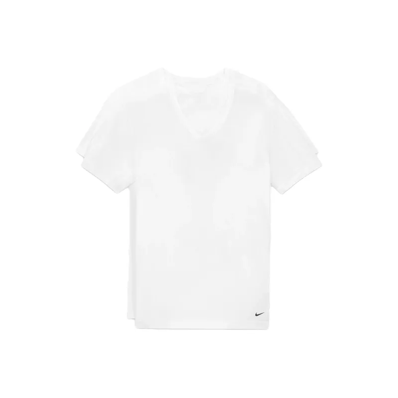 Nike Slim Fit V Neck Undershirt T Shirt Men's 2 Pack White-0