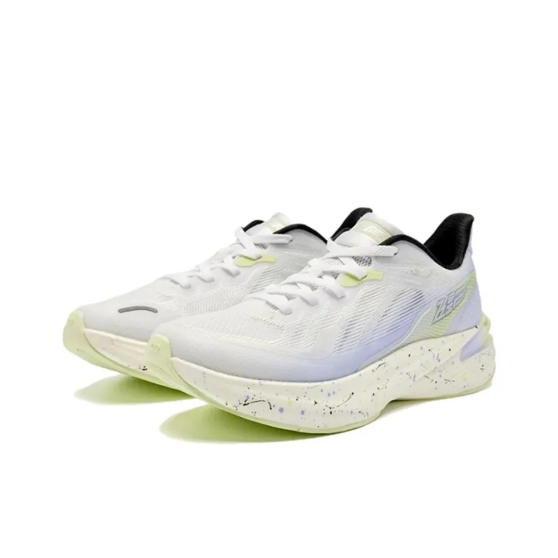 QIAODAN Anti Slip Wear Resistant Low Top Long Distance Running Shoes Women's White Purple-1