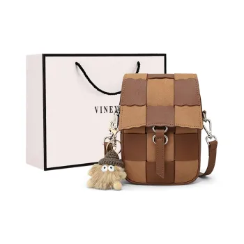 VINEY Cow Leather Shoulder Bag Crossbody Bag Cell Phone Pouch Regular Women's Brown