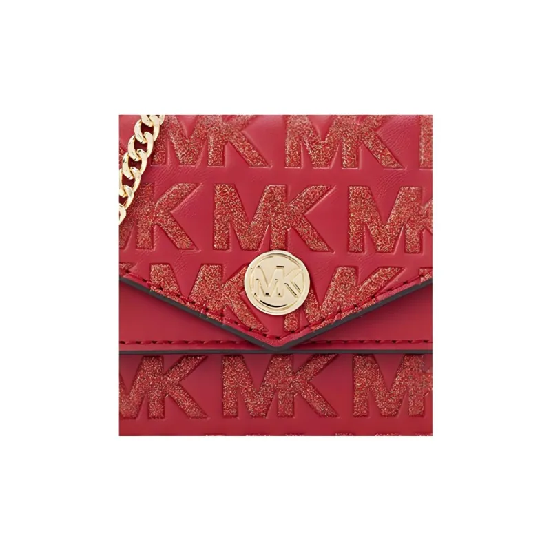 MICHAEL KORS Artificial Leather Envelope Bag Crossbody Bag Shoulder Bag Small Size Women's Red-4